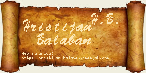 Hristijan Balaban vizit kartica